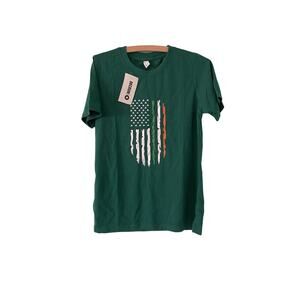 Irish American Flag Women's Fitted T-Shirt St Patricks Ireland USA Green Medium